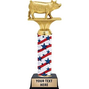 Crown Awards Pig Trophy, 10.5" Pig Award Trophy, Customize Now Prime