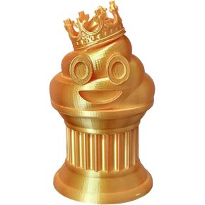 كأس King Poop Emoji - جائزة مبتكرة مصنوعة يدويًا بطول 6 بوصات مع تصنيع إضافي، تصميم ذهبي من الحرير الصلب، رمز تعبيري متوج على عمود العمود - هدية مرحة وفريدة من نوعها، جائزة أو جائزة