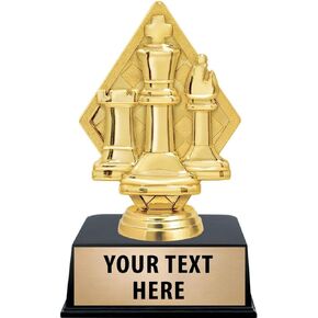 Crown Awards Chess Trophies, 6" Chess Rook King Bishop Trophy with Custom Engraving Prime