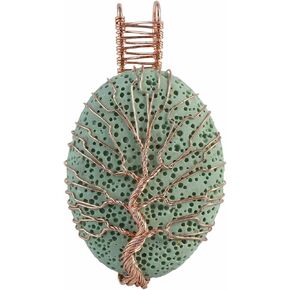 TUMBEELLUWA Tree Stone Pendant Wire Wrapped Handmade Copper Healing Crystal Chakra Jewelry