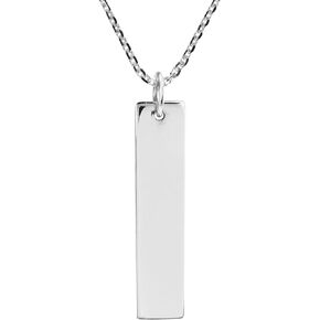 AeraVida Simple Long Rectangle Bar Tag .925 Sterling Silver Engravable Pendant Necklace | .925 Sterling Silver Engravable Pendant Necklace | Pendant Necklace