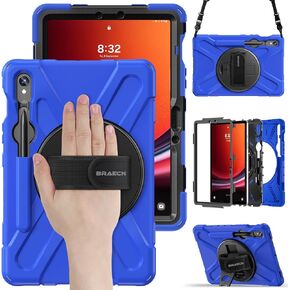 BRAECN Galaxy Tab S9 FE 10.9"/S9 11" /S8/S7 Case 2023/2022, Heavy Duty Shockproof Protective Silicone Case with Kickstand, Shoulder Strap, S Pen Holder for Galaxy Tab S8/S9 SM-X710/X716-Black
