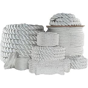 Twisted Nylon Rope - SGT KNOTS - Black or White Multipurpose Utility Line - Crafts, Towing, Dock Lines, and Heavy Loads and More (1.5", 1.25", 1")