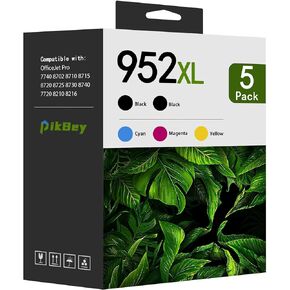 952XL Ink Cartridges Combo Pack (5-Pack, 2Black/1Cyan/1Magenta/1Yellow) Compatible 952XL Ink Cartridges Replacement for OfficeJet Pro 7740 7720 7730 8210 8710 8720 8740 Printer
