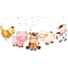 Farm Animals Birthday Banner Barnyard Animals Party Supplies Baby Shower | Birthday Decorations for Farm Animals