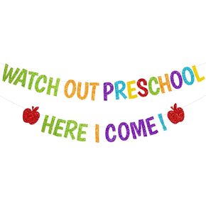 لافتة لامعة احترس من مرحلة ما قبل المدرسة هنا أعود لافتة العودة إلى المدرسة، لافتة اليوم الأول من المدرسة، لافتة ما قبل المدرسة للأطفال في الفصل الدراسي، لوازم تزيين الحفلات in Kuwait