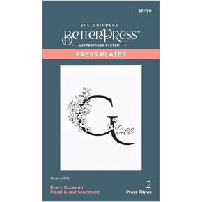 Spellbinders Every Occasion Floral G and Sentiment Press Plate, Metal