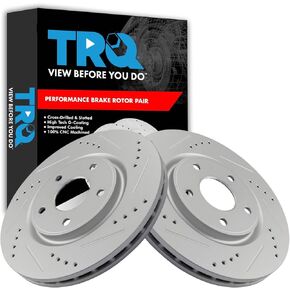 TRQ Front Performance Drilled Slotted G-Coated Brake Rotor Pair Compatible with Chrysler