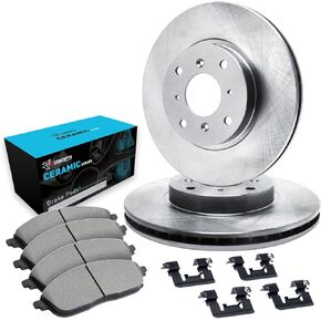 R1 Concepts Front Brakes and Rotors Kit |Front Brake Pads| Brake Rotors and Pads| Ceramic Brake Pads and Rotors |Hardware Kit|fits 2000-2005 Toyota Echo, MR2 Spyder