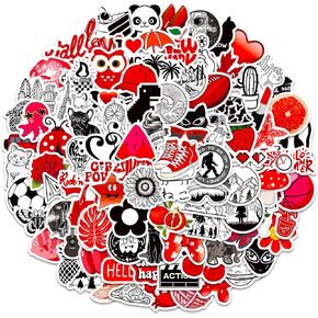 100 قطعة من الملصقات الجمالية باللونين الأحمر والأسود، حزمة ملصقات VSCO من الفينيل المقاوم للماء لليوميات، زجاجة مياه، كمبيوتر محمول، قارورة مائية، لوح التزلج، كمبيوتر للمراهقات والفتيات البالغات in Kuwait