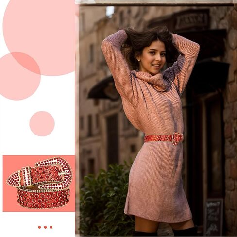 Studded belt Rhinestone Belt for Women BB Belt Y2K Style Cowgirl Bling Belt Western Belt Festivals Gifts Belt in Saudi Arabia