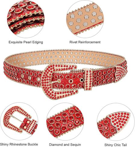 Studded belt Rhinestone Belt for Women BB Belt Y2K Style Cowgirl Bling Belt Western Belt Festivals Gifts Belt in Saudi Arabia