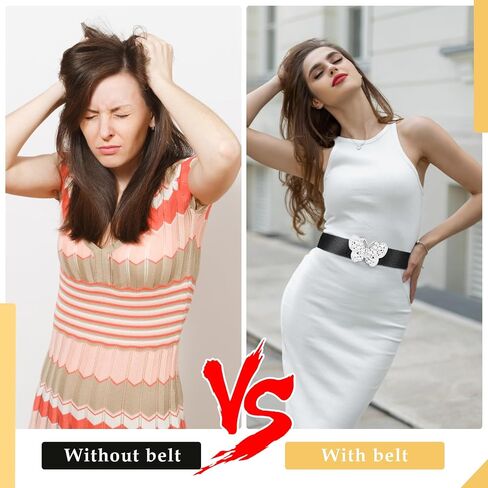 Women Elastic Belt, Rhinestone Stretch Belt Adjustable Elastic Belt with Butterfly Buckle for Jeans Pants Dress in Saudi Arabia
