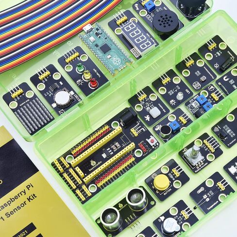 KEYESTUDIO Raspberry Pi Pico 24 جهاز استشعار في صندوق واحد، 36 مشروعًا MicroPython C برمجة إلكترونيات سهلة للمراهقين والبالغين المبتدئين في التعلم in Saudi Arabia