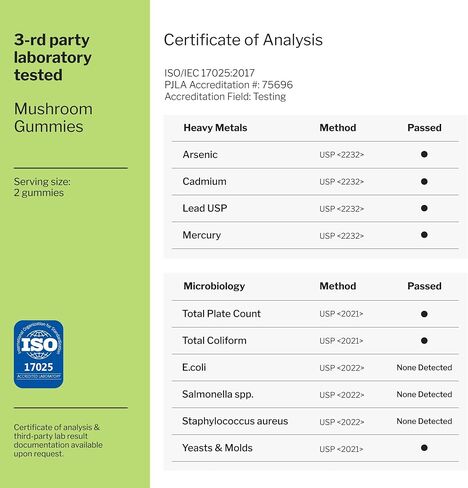 Mushroom Complex Gummies with Lion's Mane, Nootropic Brain Supplements for Memory & Focus: Lions Mane, Cordyceps, Shiitake, Turkey Tail, Reishi, Chaga, Enoki, Oyster Mushrooms, Immune Support 60 Units in Saudi Arabia