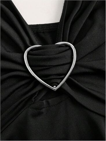 SHENHE Women's Heart Ring Lace Trim V Neck Tank Asymmetrical Flowy Goth Tank Top in Kuwait