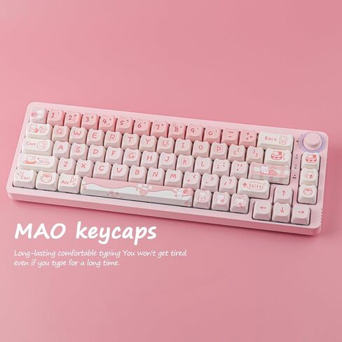 JOMKIZ 142 مفتاحًا PBT Keycaps، مجموعة أغطية مفاتيح Mao Profile Keycaps Dye Sublimation مخصصة متوافقة مع لوحات المفاتيح الميكانيكية Cherry MX Switches in Kuwait