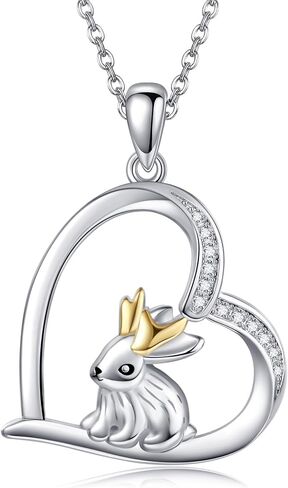 Jackalope/Bearded Dragon/Beaver Necklace Sterling Silver Bunny Pendant Lizard Necklace Animal Jewelry Gifts for Women Girls in Saudi Arabia