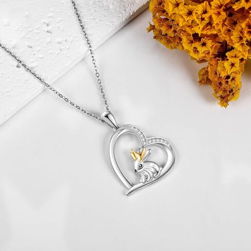 Jackalope/Bearded Dragon/Beaver Necklace Sterling Silver Bunny Pendant Lizard Necklace Animal Jewelry Gifts for Women Girls in Saudi Arabia