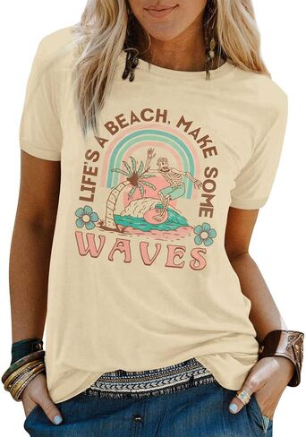 Beach Shirts for Women Hawaiian Graphic Tees Sunshine Summer Vacation Vintage Tshirt Tops in Saudi Arabia