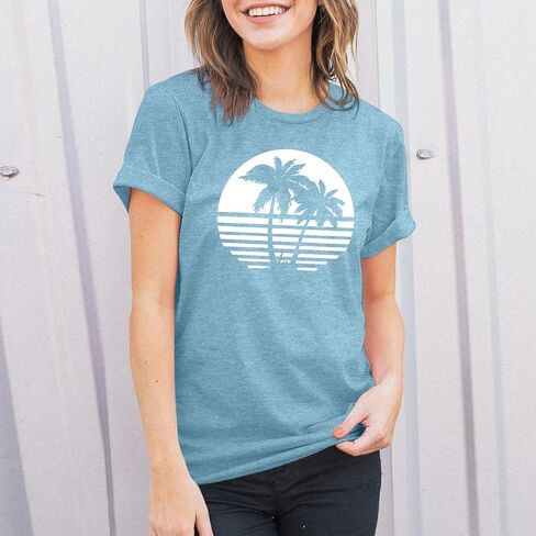 Beach Shirts for Women Hawaiian Graphic Tees Sunshine Summer Vacation Vintage Tshirt Tops in Saudi Arabia