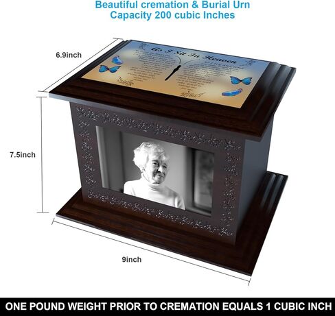 Urns for Human Ashes Adult Male or Female, Cremation Urns for Human Ashes with Photo Frame, Solid Wooden Cremation Boxes for Human Ashes to 200 IBS in Saudi Arabia