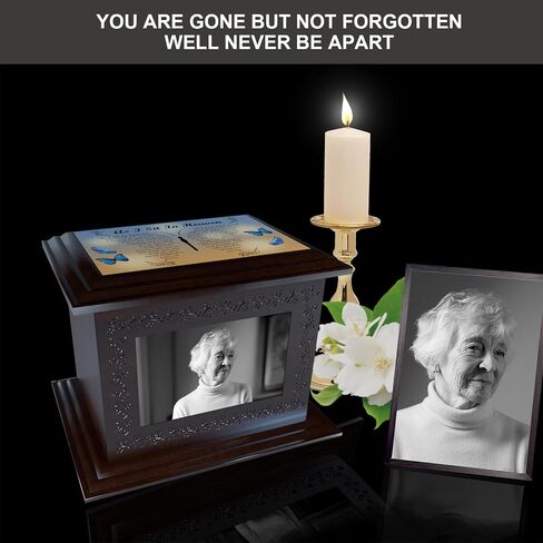 Urns for Human Ashes Adult Male or Female, Cremation Urns for Human Ashes with Photo Frame, Solid Wooden Cremation Boxes for Human Ashes to 200 IBS in Saudi Arabia