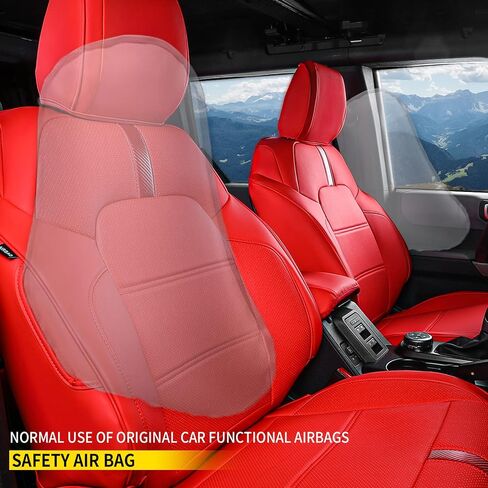 Seat Covers Compatible with 2021 2023 2024 Ford Bronco Full Protector with Backrest and Armrest 2022 Bronco Accessories 4 Door (Red and Red) in Saudi Arabia