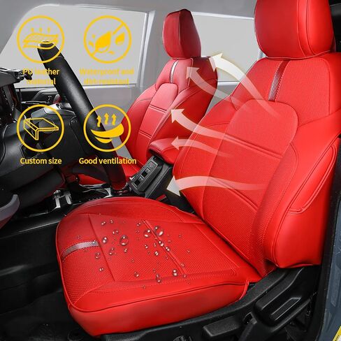 Seat Covers Compatible with 2021 2023 2024 Ford Bronco Full Protector with Backrest and Armrest 2022 Bronco Accessories 4 Door (Red and Red) in Saudi Arabia