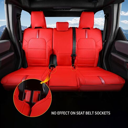 Seat Covers Compatible with 2021 2023 2024 Ford Bronco Full Protector with Backrest and Armrest 2022 Bronco Accessories 4 Door (Red and Red) in Saudi Arabia