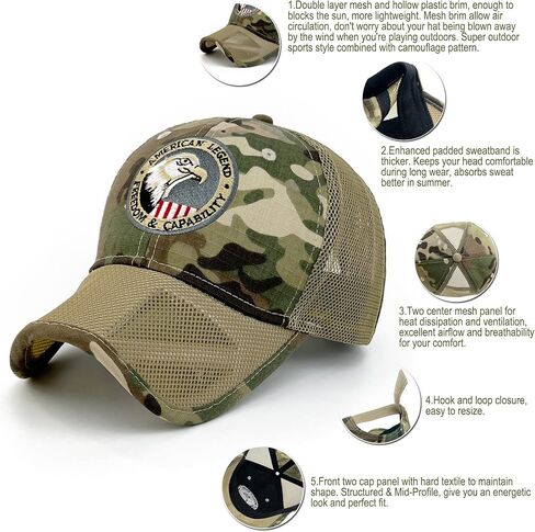 Mens Camo Mesh Baseball Hat American Flag USA Eagle Tactical Operator Patriotic Caps US Army Military OCP Ball Hats in Saudi Arabia