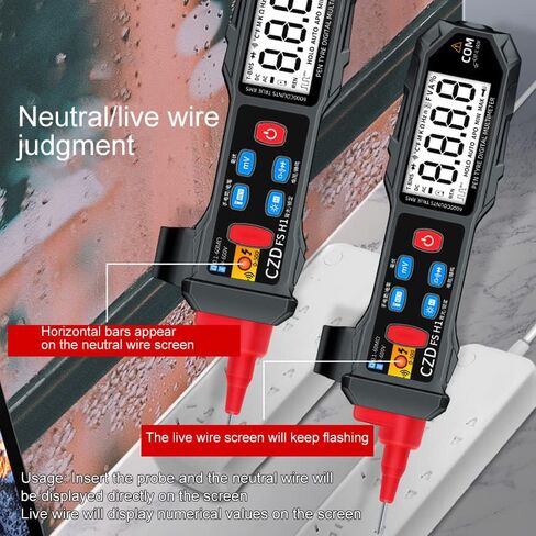 جهاز رقمي متعدد القلم نوع عدم الاتصال NCV AC/DC الجهد الكهربائي اختبار الفولتميتر أومتر مقاومة أوم، اختبار الصمام الثنائي، إنذار الاستمرارية، عداد خط مباشر/فارغ مع إضاءة خلفية LCD ومصباح يدوي in Saudi Arabia