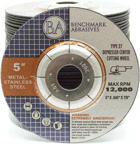 Benchmark Abrasives 5" T27 Depressed Center Cutting Wheels .045" Thick 7/8"Arbor, Metal Cutting Grinding Wheel, Angle Grinding Cutting Wheel Max. RPM 12,000-50 Pack in Saudi Arabia
