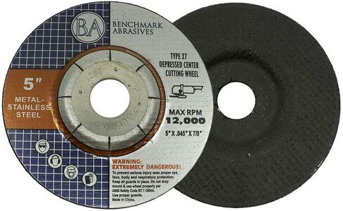 Benchmark Abrasives 5" T27 Depressed Center Cutting Wheels .045" Thick 7/8"Arbor, Metal Cutting Grinding Wheel, Angle Grinding Cutting Wheel Max. RPM 12,000-50 Pack in Saudi Arabia