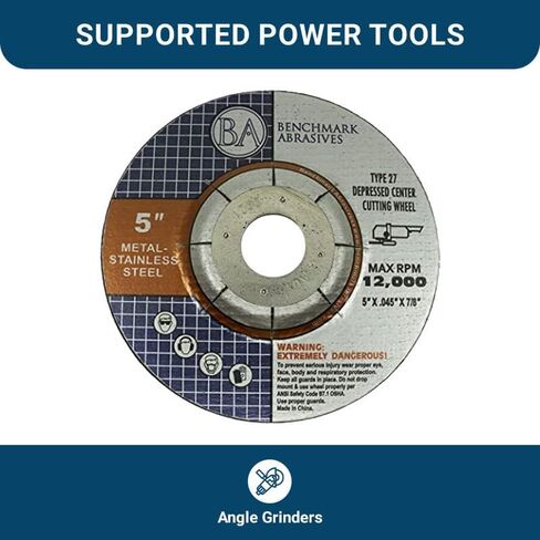 Benchmark Abrasives 5" T27 Depressed Center Cutting Wheels .045" Thick 7/8"Arbor, Metal Cutting Grinding Wheel, Angle Grinding Cutting Wheel Max. RPM 12,000-50 Pack in Saudi Arabia