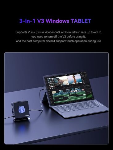 أجهزة الكمبيوتر اللوحية MINISFORUM 3 في 1 V3 التي تعمل بنظام Windows مع شاشة 14 بوصة، AMD Ryzen 7 8840U، 8 C/16 T، حتى 5.1 جيجا هرتز، 32 جيجا بايت رام، 1 تيرابايت SSD، كمبيوتر لوحي، يدعم Vlink، 2X USB4/Type C، مروحة مزدوجة، WiFi 6 & BT5. 2 in Kuwait