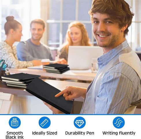 50 Pack Notebooks Journals Bulk with 50 Pens A5 Softcover Notebooks Waterproof School Notebooks Leather Ruled Journal with Pen for School Business Work, 200 Pages, 5.7" x 8.3" (Black) in Saudi Arabia