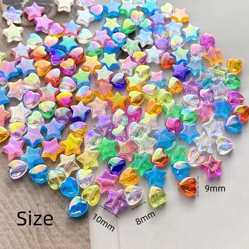 400 PCS Acrylic Heart and Star Shape Beads AB Colorful Cute Beads Loose Spacer Beads for Jewelry Making DIY Bracelet Earring Necklace Key Chains (Mixed Color) in Saudi Arabia