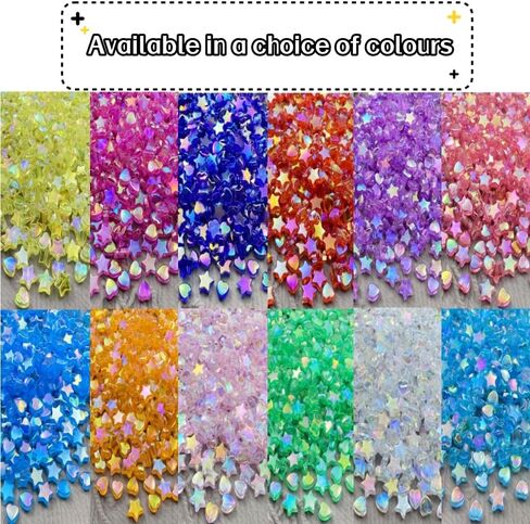 400 PCS Acrylic Heart and Star Shape Beads AB Colorful Cute Beads Loose Spacer Beads for Jewelry Making DIY Bracelet Earring Necklace Key Chains (Mixed Color) in Saudi Arabia
