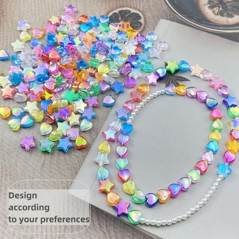 400 PCS Acrylic Heart and Star Shape Beads AB Colorful Cute Beads Loose Spacer Beads for Jewelry Making DIY Bracelet Earring Necklace Key Chains (Mixed Color) in Saudi Arabia