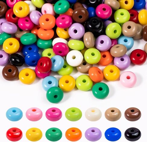 500PCS 8mm Acrylic Lentil Beads, Mix Color Abacus Beads Loose Beads for Crafts, Acrylic Spacer Beads for Jewelry Bracelet Necklace Making, Beads for Pens Charms Crafts in Saudi Arabia