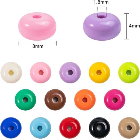 500PCS 8mm Acrylic Lentil Beads, Mix Color Abacus Beads Loose Beads for Crafts, Acrylic Spacer Beads for Jewelry Bracelet Necklace Making, Beads for Pens Charms Crafts in Saudi Arabia