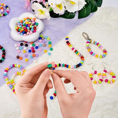 500PCS 8mm Acrylic Lentil Beads, Mix Color Abacus Beads Loose Beads for Crafts, Acrylic Spacer Beads for Jewelry Bracelet Necklace Making, Beads for Pens Charms Crafts in Saudi Arabia