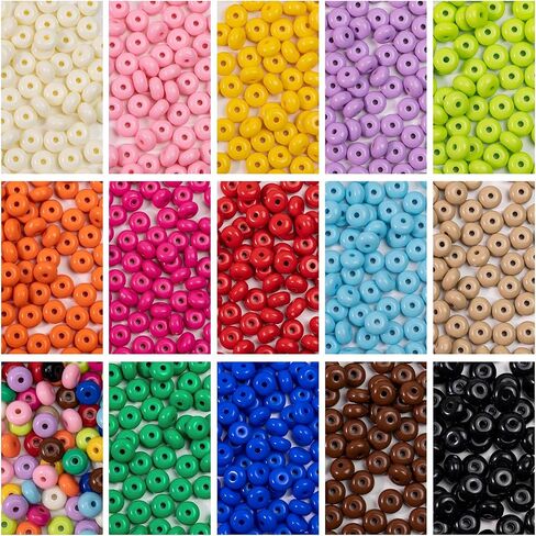 500PCS 8mm Acrylic Lentil Beads, Mix Color Abacus Beads Loose Beads for Crafts, Acrylic Spacer Beads for Jewelry Bracelet Necklace Making, Beads for Pens Charms Crafts in Saudi Arabia