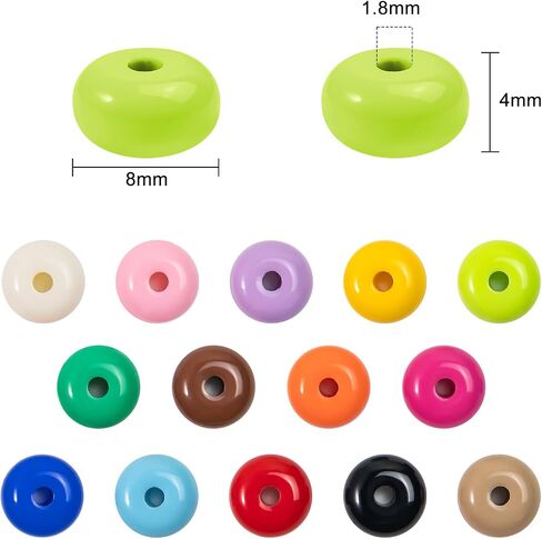 500PCS 8mm Acrylic Lentil Beads, Mix Color Abacus Beads Loose Beads for Crafts, Acrylic Spacer Beads for Jewelry Bracelet Necklace Making, Beads for Pens Charms Crafts in Saudi Arabia