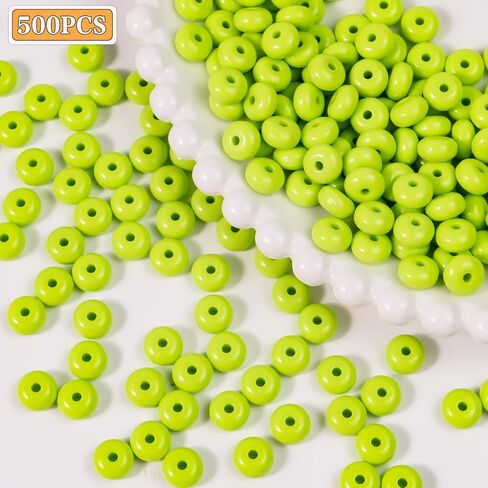 500PCS 8mm Acrylic Lentil Beads, Mix Color Abacus Beads Loose Beads for Crafts, Acrylic Spacer Beads for Jewelry Bracelet Necklace Making, Beads for Pens Charms Crafts in Saudi Arabia