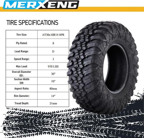 إطارات AT30x10R14 8PR ATV UTV 30x10x14 إطارات جميع التضاريس 8 طبقات شعاعية بناء غير اتجاهي نمط مداس I - زوج من إطارين UTV لحواف 14x8 بوصة (AT30x10R14 8PR) in Saudi Arabia