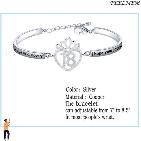 FEELMEM Birthday Gifts Bracelet 12th 13th 16th 18th 30th 40th Crown Queen Charm Bracelet Birthday Gift for Daughter Niece in Saudi Arabia