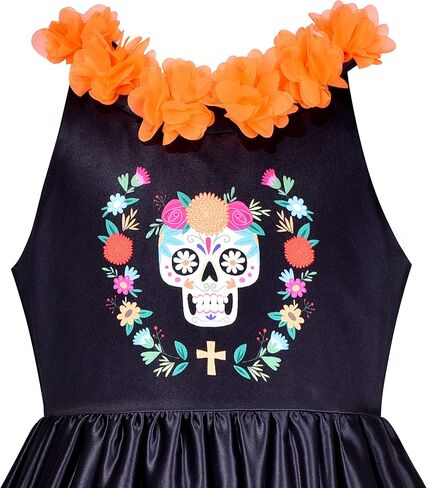 Sunny Fashion Girls Dress Halloween Party Witch Bat Pumpkin Halter Dress in Saudi Arabia