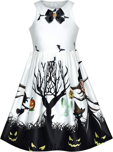 Sunny Fashion Girls Dress Halloween Party Witch Bat Pumpkin Halter Dress in Saudi Arabia